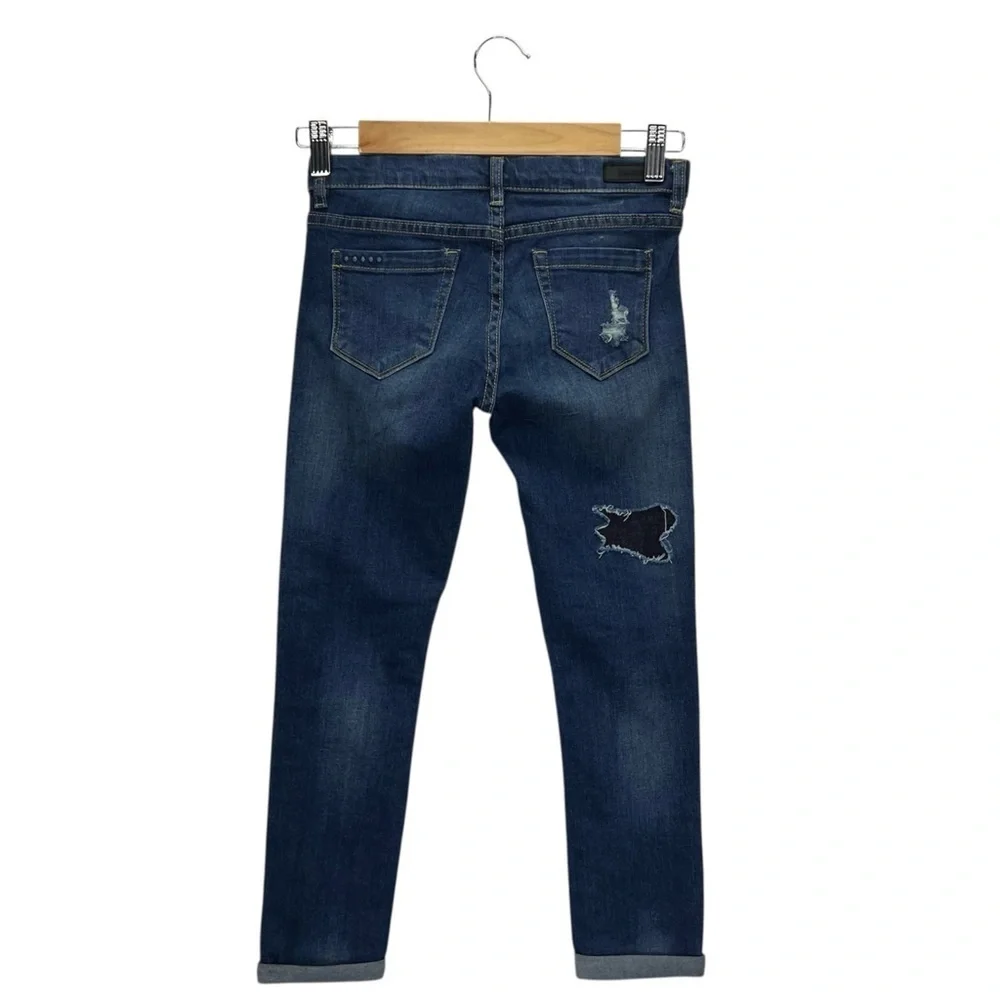 Blank NYC Patched Boyfriend Jeans Girl’s Size 8 Dark Wash Distressed New NWT